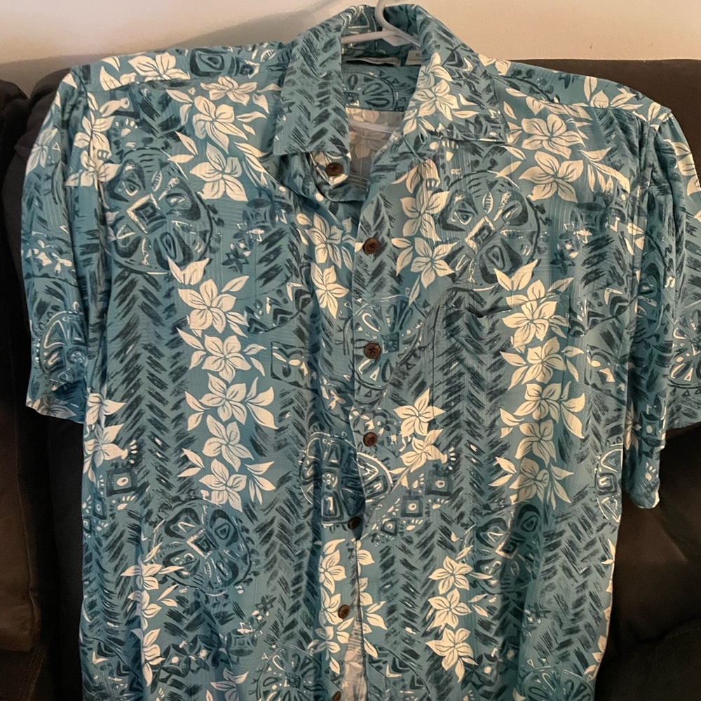 Caribbean Hawaiian shirt mens XL blue floral